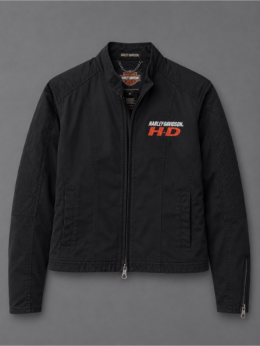 Harley-Davidson Women’s Black Lightweight Zip Jacket Red Satin Lining